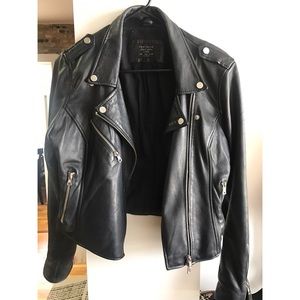 Zara genuine sheep leather moto jacket.